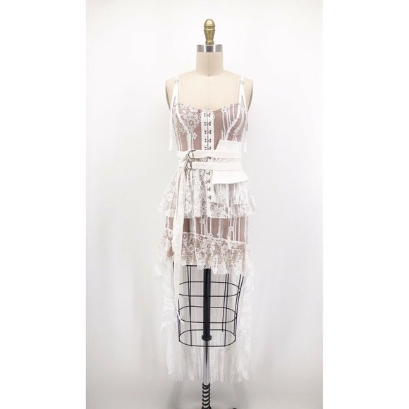 For Love & Lemons Claudette Dress Lace Corset Belt - Picture 2 of 9